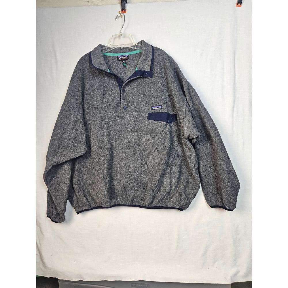 Patagonia Synchilla Snap-T Fleece Pullover Mens XXL Grey Navy Blue 25450